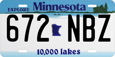 MN license plate 672NBZ