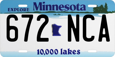 MN license plate 672NCA