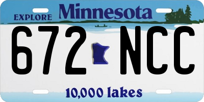 MN license plate 672NCC