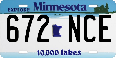 MN license plate 672NCE
