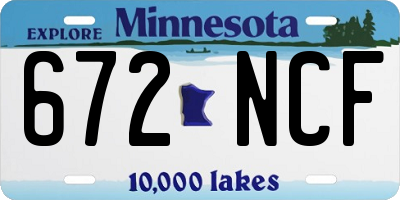MN license plate 672NCF