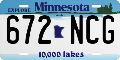 MN license plate 672NCG