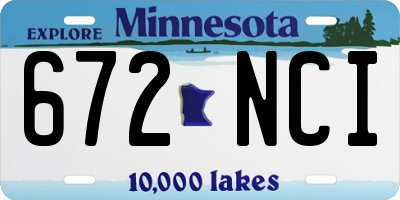 MN license plate 672NCI