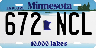 MN license plate 672NCL