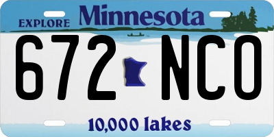 MN license plate 672NCO
