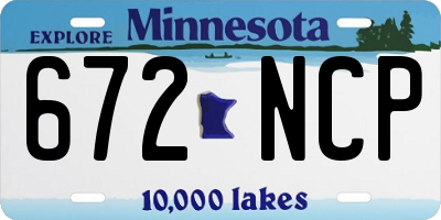 MN license plate 672NCP