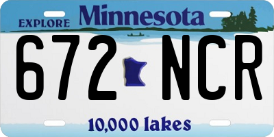 MN license plate 672NCR