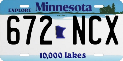 MN license plate 672NCX