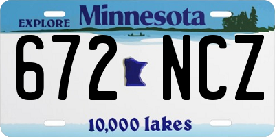 MN license plate 672NCZ