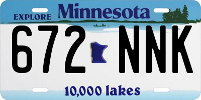 MN license plate 672NNK