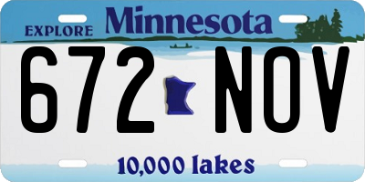 MN license plate 672NOV