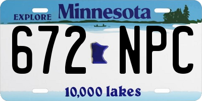 MN license plate 672NPC