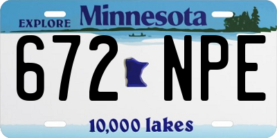 MN license plate 672NPE
