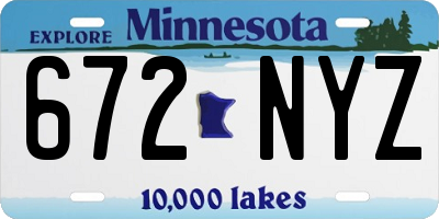 MN license plate 672NYZ