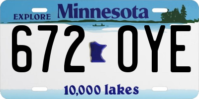 MN license plate 672OYE