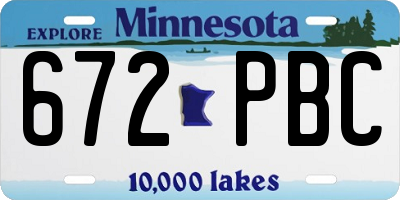 MN license plate 672PBC
