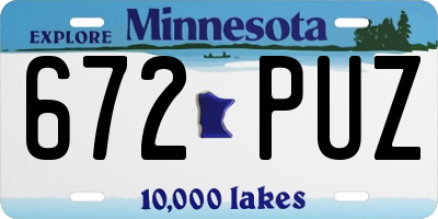 MN license plate 672PUZ