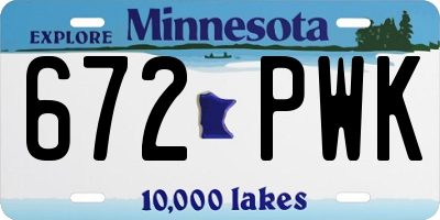MN license plate 672PWK