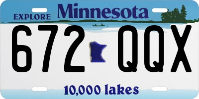 MN license plate 672QQX