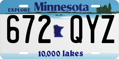 MN license plate 672QYZ