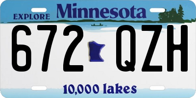 MN license plate 672QZH