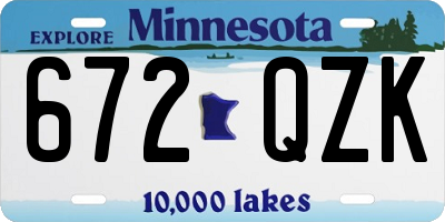 MN license plate 672QZK