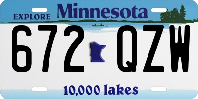 MN license plate 672QZW