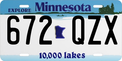 MN license plate 672QZX
