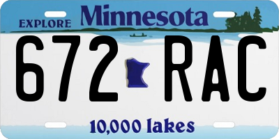 MN license plate 672RAC