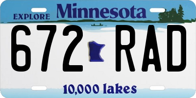MN license plate 672RAD