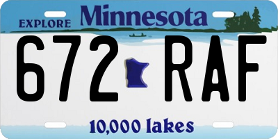 MN license plate 672RAF