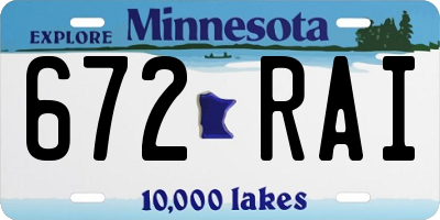 MN license plate 672RAI