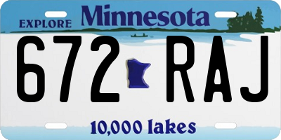 MN license plate 672RAJ