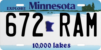 MN license plate 672RAM