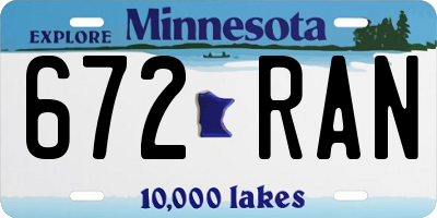 MN license plate 672RAN