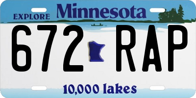 MN license plate 672RAP