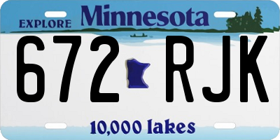 MN license plate 672RJK