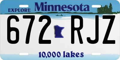 MN license plate 672RJZ