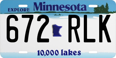 MN license plate 672RLK