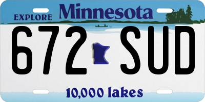 MN license plate 672SUD