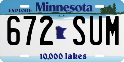 MN license plate 672SUM
