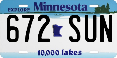 MN license plate 672SUN