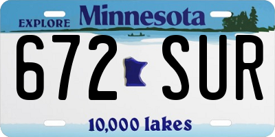 MN license plate 672SUR