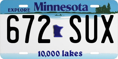 MN license plate 672SUX