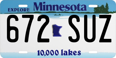 MN license plate 672SUZ