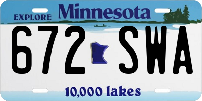 MN license plate 672SWA