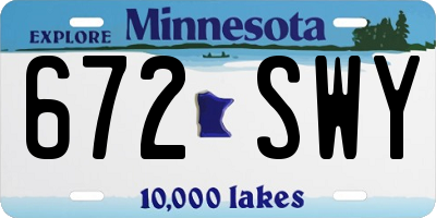MN license plate 672SWY