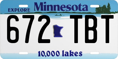 MN license plate 672TBT