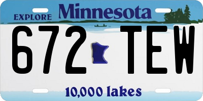 MN license plate 672TEW
