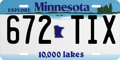 MN license plate 672TIX